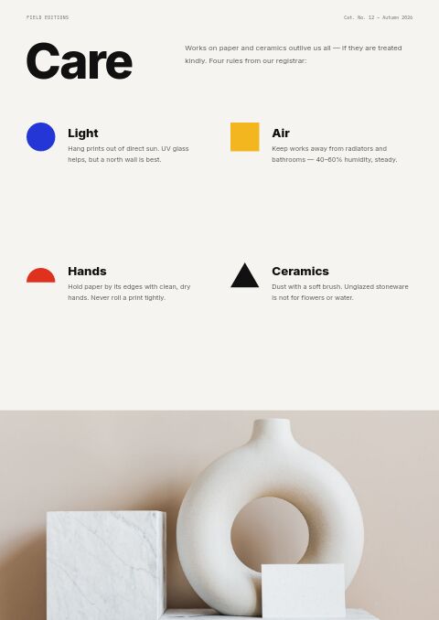 Art & Gallery — Care Instructions page