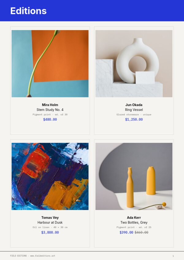 Art & Gallery — product page, 2 × 2 grid
