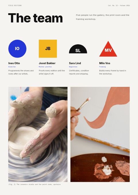 Art & Gallery — Meet the Team page