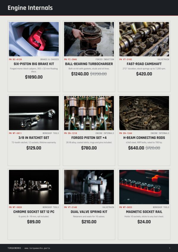 Automotive & Parts — product page, 3 × 3 grid