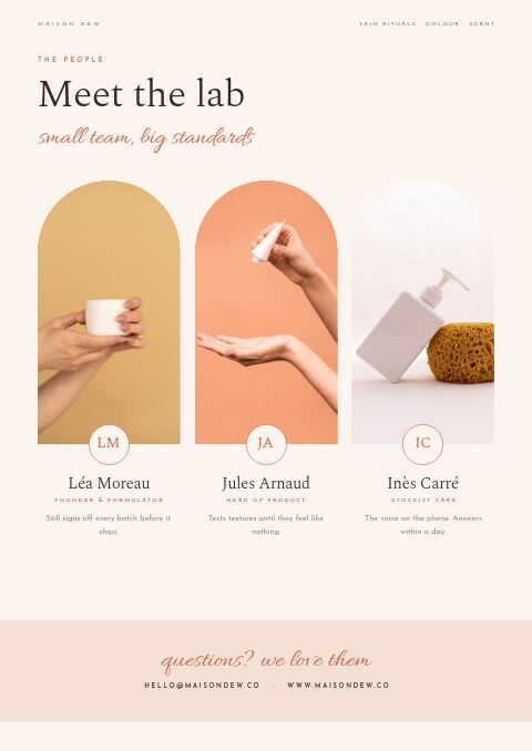 Beauty & Cosmetics — Meet the Team page