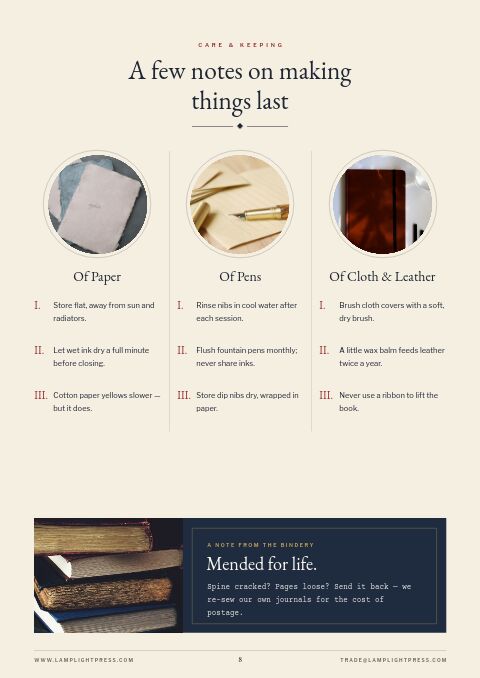 Books & Stationery — Care Instructions page