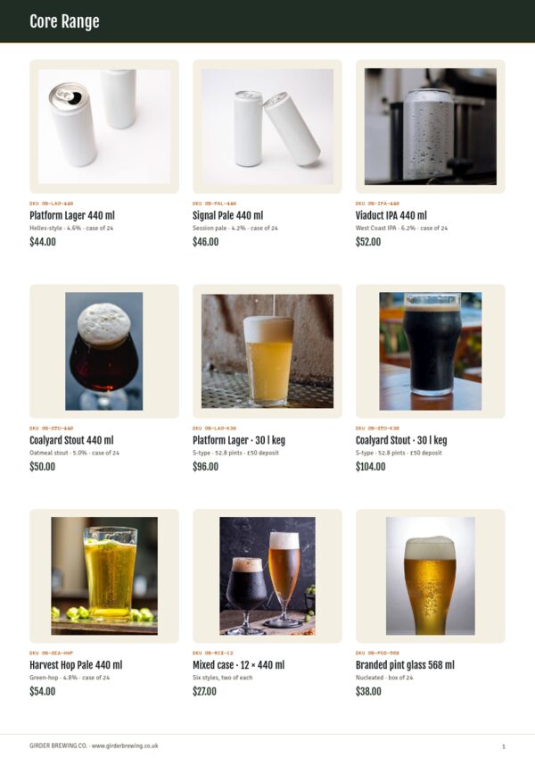 Brewery & Craft Beer — product page, 3 × 3 grid