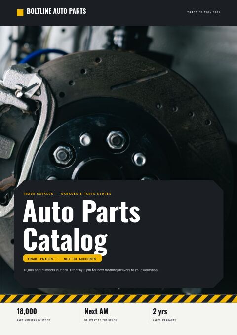 Automotive Parts Catalog catalog template cover