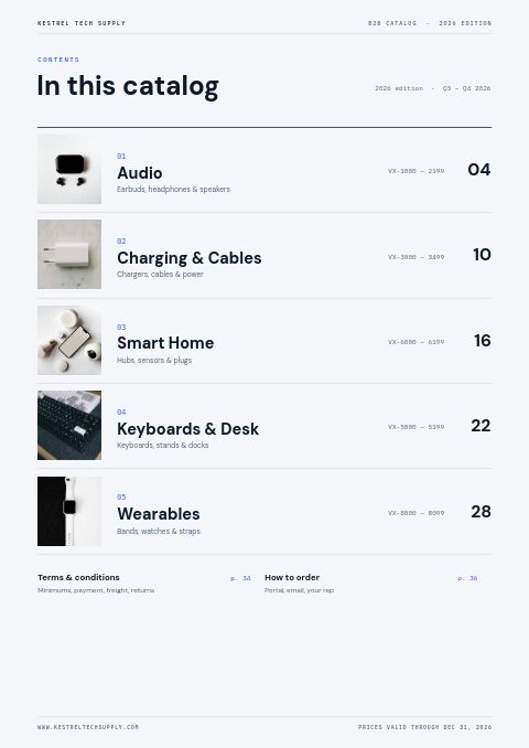 B2B Catalog — Contents page