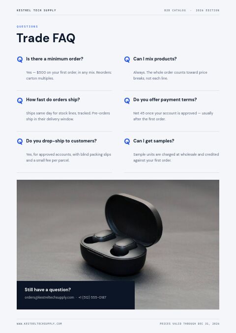 B2B Catalog — FAQ page