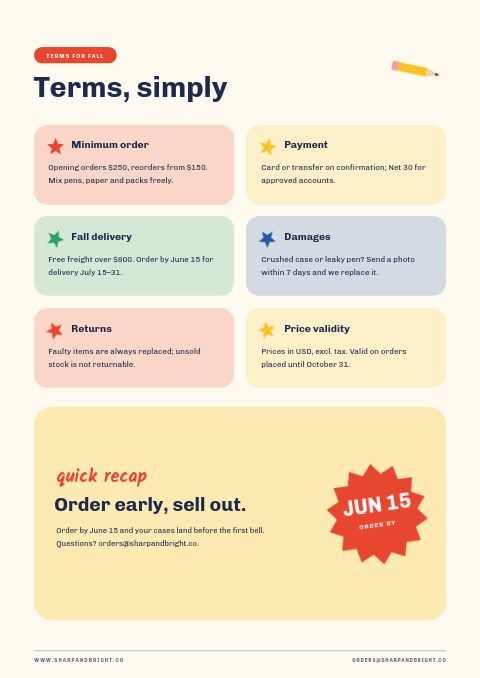 Back to School — Notes / Terms page