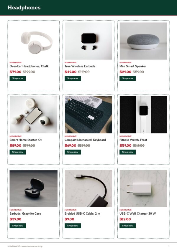 Boxing Day — product page, 3 × 3 grid