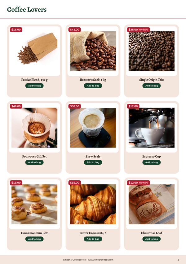Christmas Gift Guide — product page, 3 × 3 grid