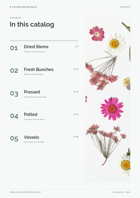 Clean Catalog — Contents page