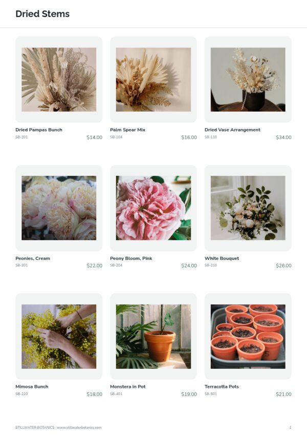 Clean Catalog — product page, 3 × 3 grid