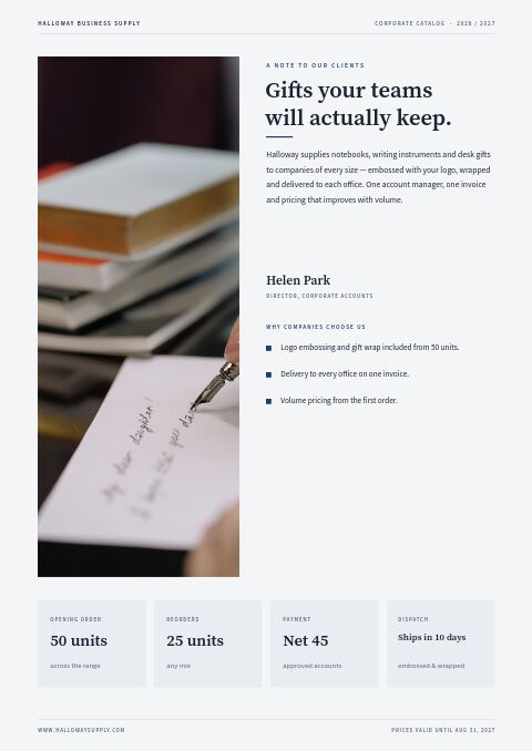 Corporate Catalog — Welcome / About page