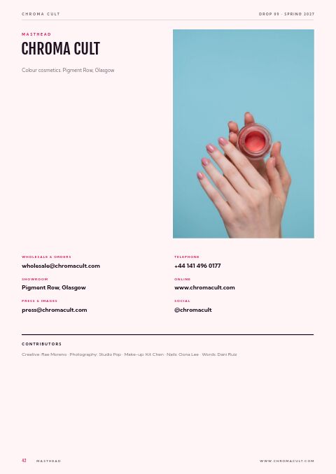 Cosmetics Catalog — Contact / Info page