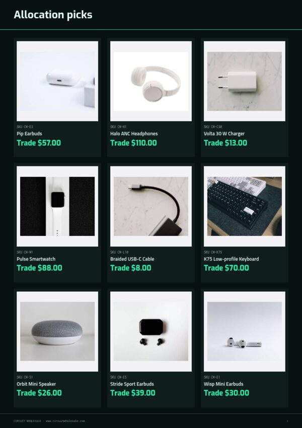 Cyber Week — product page, 3 × 3 grid
