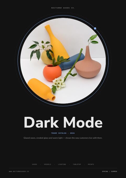 Dark Mode Catalog — Cover · band page
