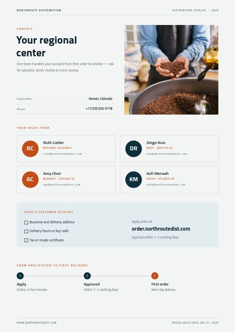 Distributor Catalog — Contact / Info page