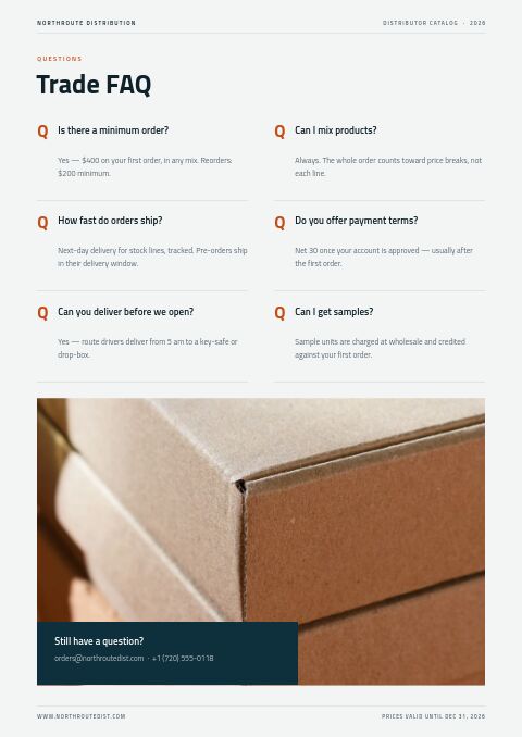 Distributor Catalog — FAQ page