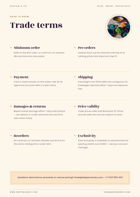Diwali — Notes / Terms page