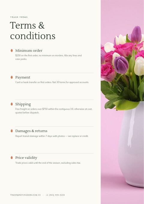 Easter Collection — Notes / Terms page