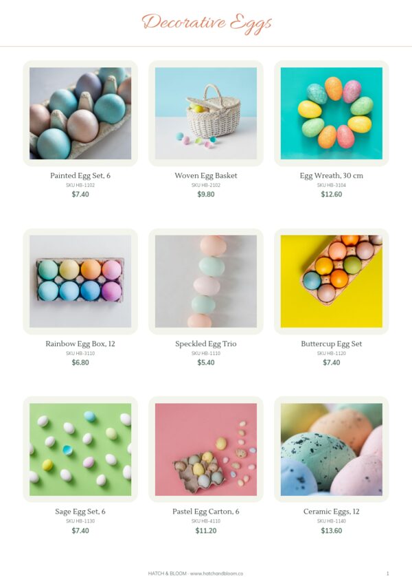 Easter Collection — product page, 3 × 3 grid