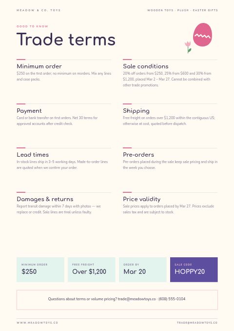 Easter Sale — Notes / Terms page
