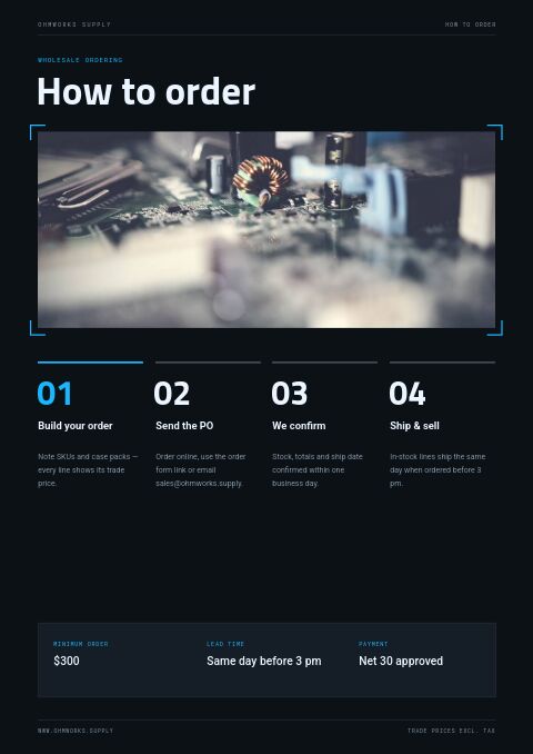 Electronics Catalog — How to Order page