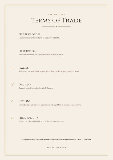 Exclusive Collection — Notes / Terms page