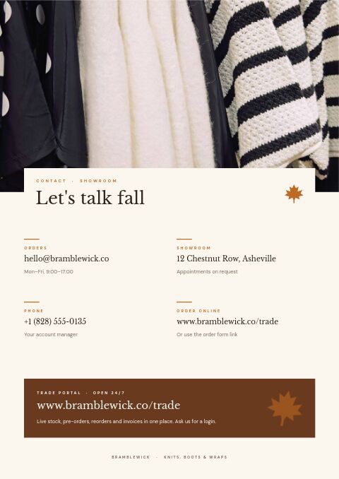 Fall Preview — Contact / Info page