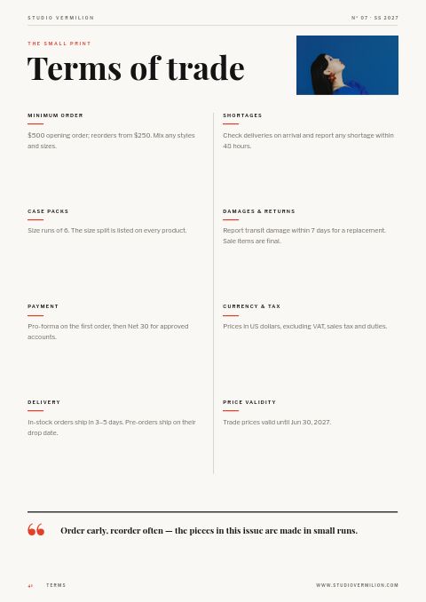 Fashion Lookbook — Notes / Terms page