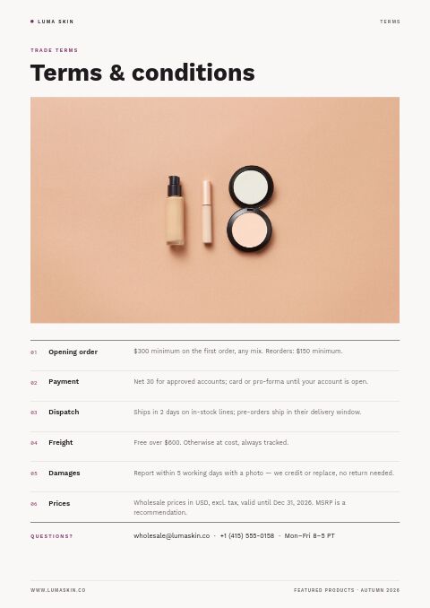 Featured Products — Notes / Terms page