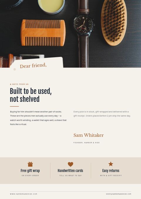 Gifts for Him — Welcome / About page
