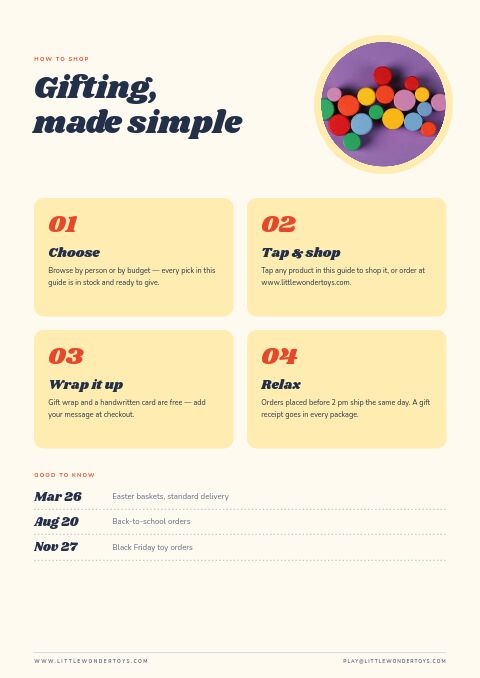 Gifts for Kids — How to Order page