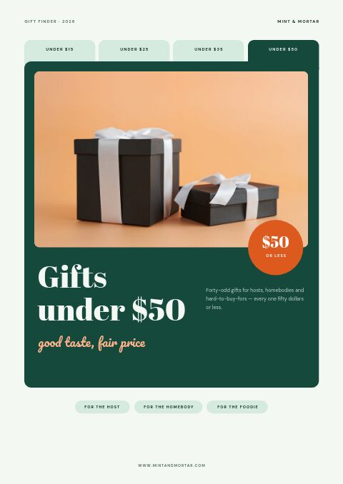 Gifts Under $50 catalog template cover