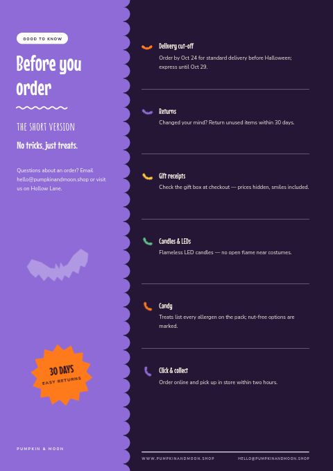 Halloween — Notes / Terms page