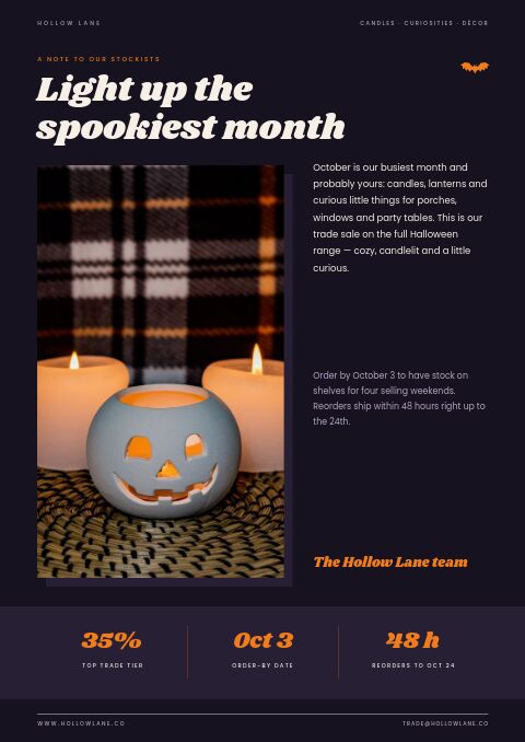 Halloween Sale — Welcome / About page