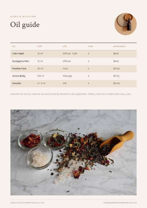 Health & Wellness Catalog — Size / Spec Guide page