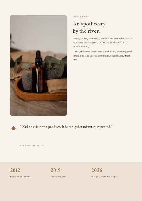 Health & Wellness Catalog — Brand Story page