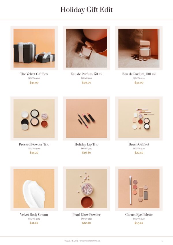 Holiday Collection — product page, 3 × 3 grid