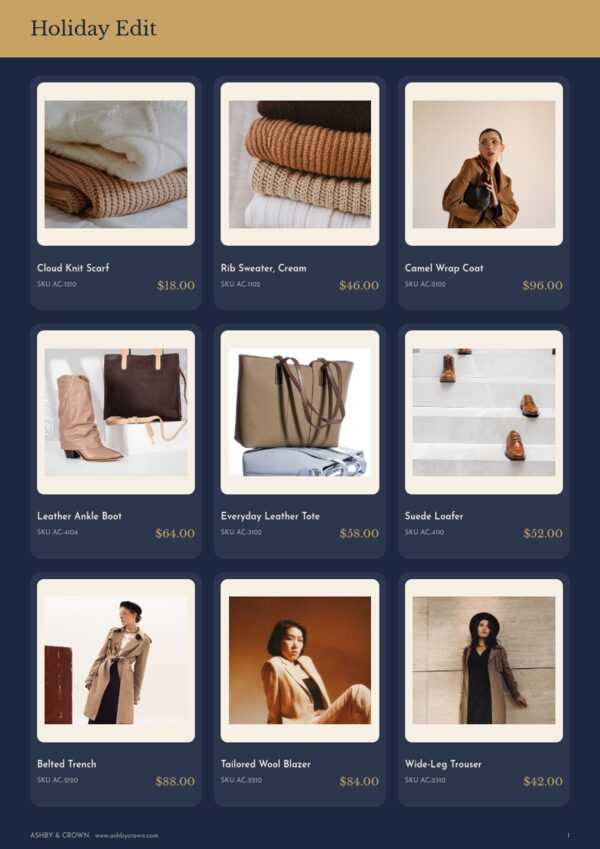 Holiday Preview — product page, 3 × 3 grid
