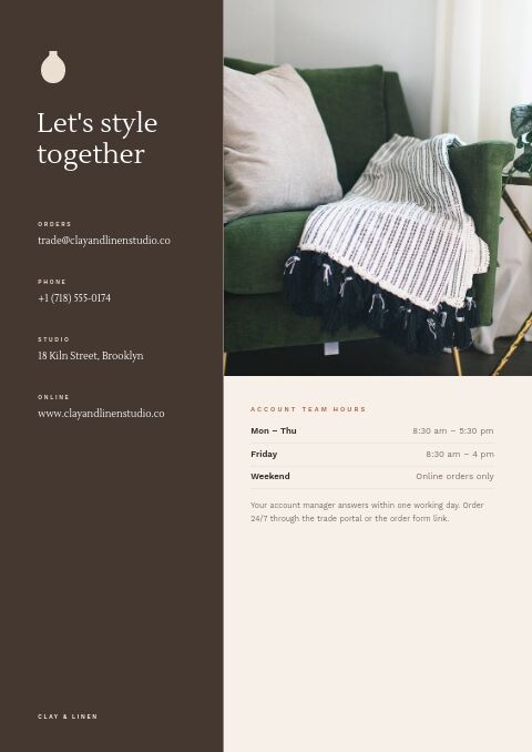 Home & Decor Catalog — Contact / Info page