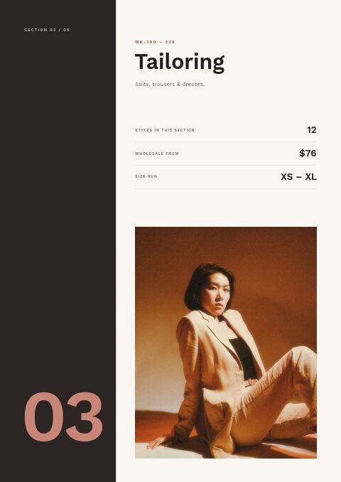 Line Sheet — Collection Divider page