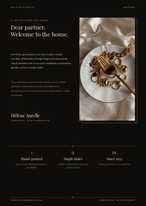 Luxury Catalog — Welcome / About page