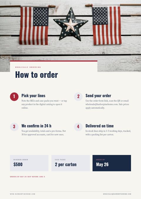 Memorial Day Sale — How to Order page