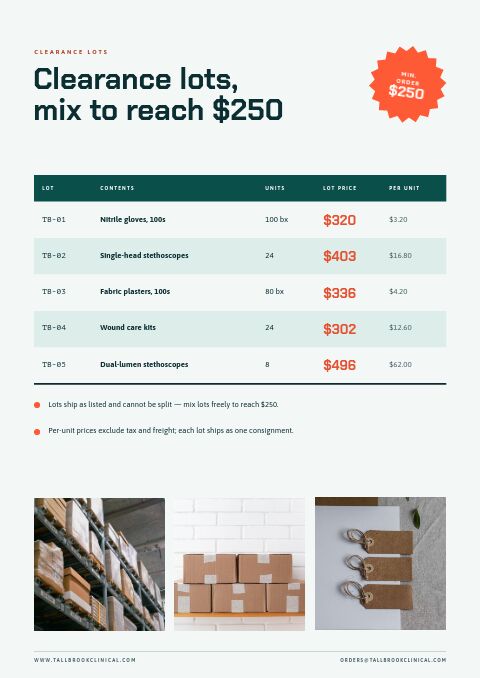 Mid-Year Sale — Size / Spec Guide page
