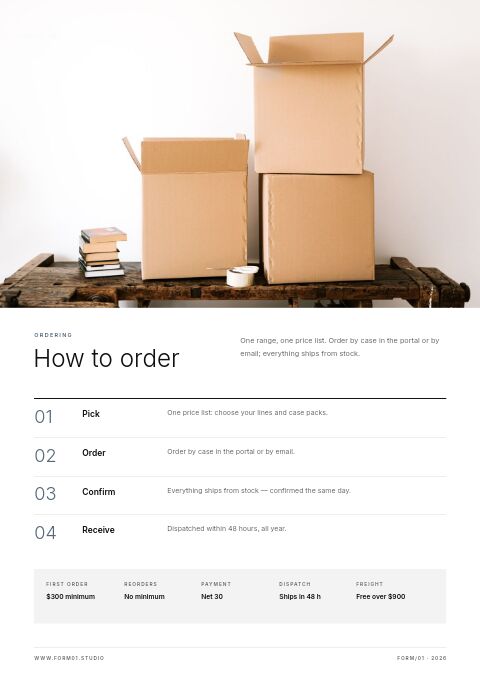 Minimal Catalog — How to Order page