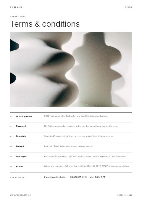 Minimal Catalog — Notes / Terms page