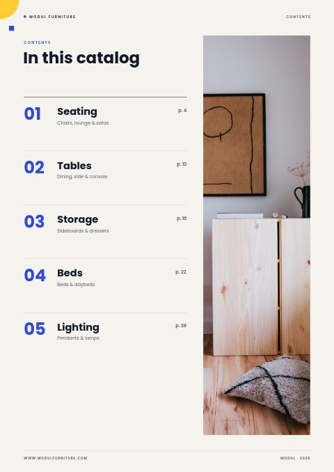 Modern Catalog — Contents page