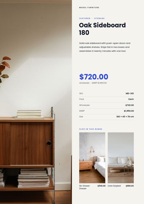 Modern Catalog — Featured Product page