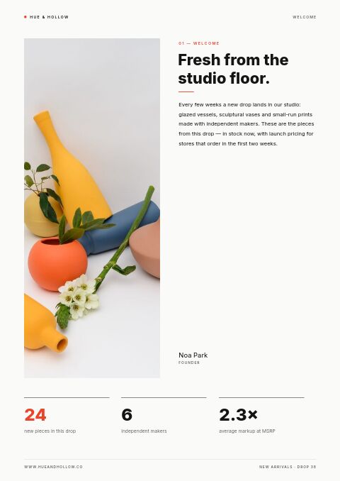 New Arrivals — Welcome / About page