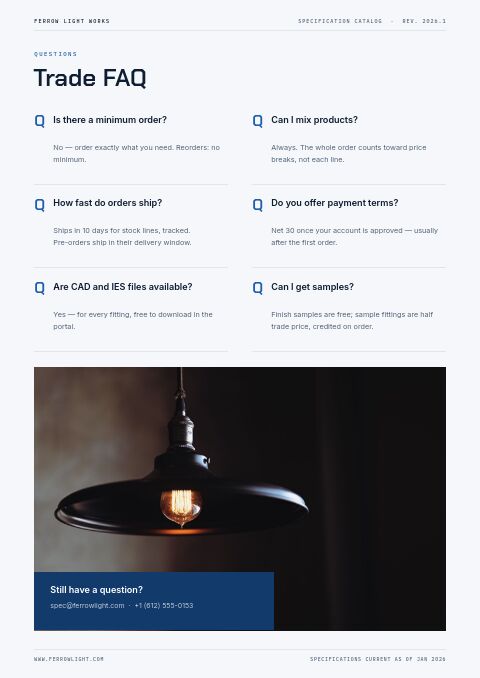 Product Specification Catalog — FAQ page